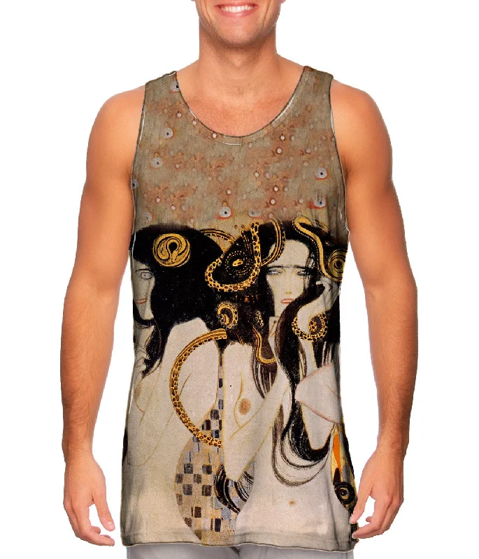 Plus Size Women's Glitter - Trimmed Tank Tops for Party NightsGustav Klimt -"Die Gogonen" (1902) Plus Size Women's Glitter - Trimmed Tank Tops for Party NightsGustav Klimt -"Die Gogonen" (1902)