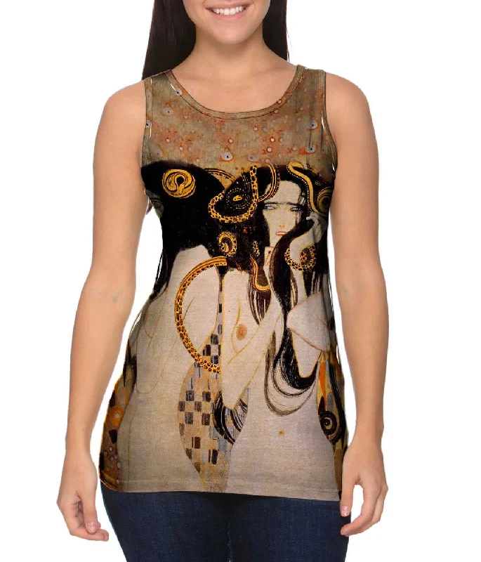 Women's Longline Tank Tops with Abstract PrintsGustav Klimt -"Die Gogonen" (1902)