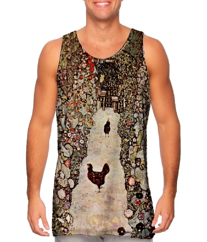 Halter Neck Women's Modal Blend Tank Tops for ComfortGustav Klimt -"Garden with Roosters" (1917) Halter Neck Women's Modal Blend Tank Tops for ComfortGustav Klimt -"Garden with Roosters" (1917)