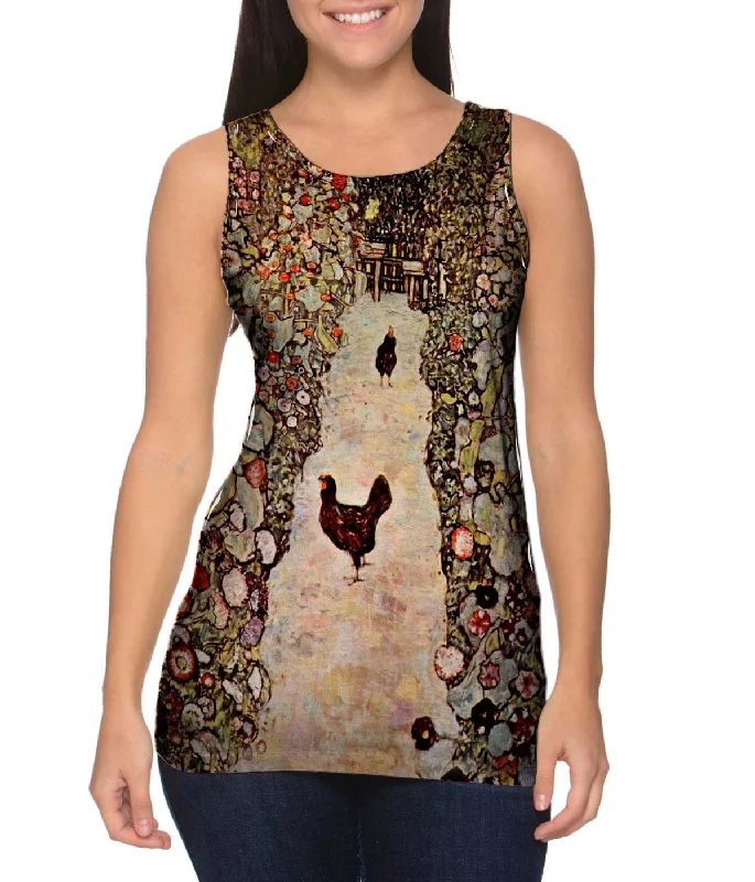 Women's Spaghetti Strap Tank Tops with Geometric PatternsGustav Klimt -"Garden with Roosters" (1917) Women's Spaghetti Strap Tank Tops with Geometric PatternsGustav Klimt -"Garden with Roosters" (1917)