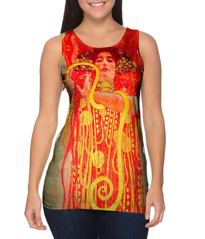 Plus Size Women's Side - Slit Tank Tops in Metallic ShadesGustav Klimt - "Medicine Hygieia" (1907) Plus Size Women's Side - Slit Tank Tops in Metallic ShadesGustav Klimt - "Medicine Hygieia" (1907)