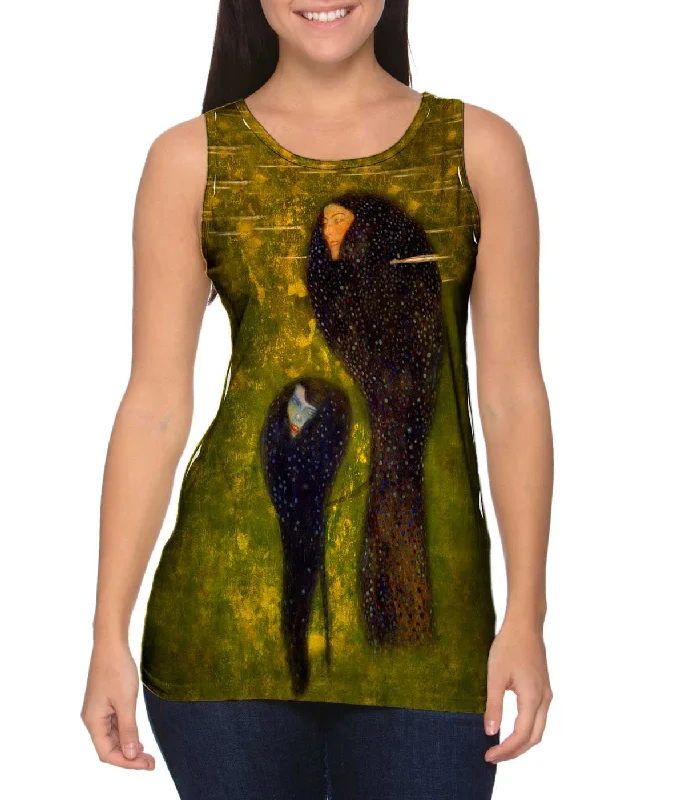 Women's Cropped Tank Tops with Vintage Band LogosGustav Klimt - "Mermaids Whitefish" (1899) Women's Cropped Tank Tops with Vintage Band LogosGustav Klimt - "Mermaids Whitefish" (1899)