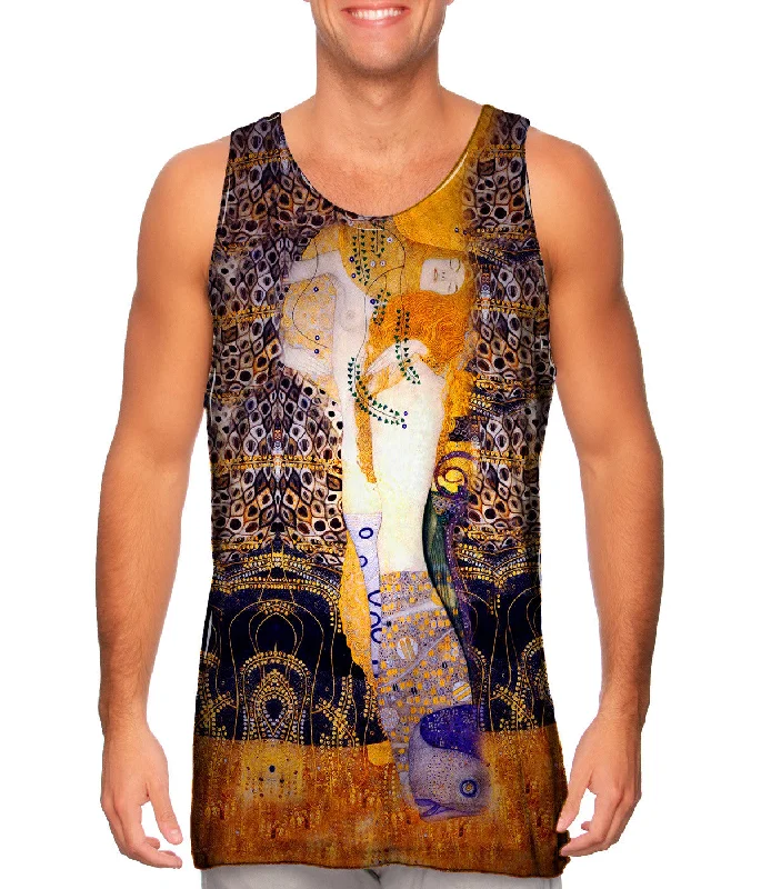 Square Neck Women's Organic Cotton Tank Tops in Earth TonesGustav Klimt - "Water Serpents I" (1907) Square Neck Women's Organic Cotton Tank Tops in Earth TonesGustav Klimt - "Water Serpents I" (1907)