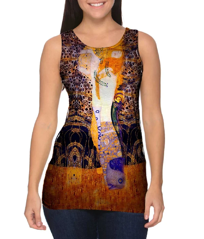 V - Neck Women's Moisture - Wicking Tank Tops for RunningGustav Klimt - "Water Serpents I" (1907) V - Neck Women's Moisture - Wicking Tank Tops for RunningGustav Klimt - "Water Serpents I" (1907)