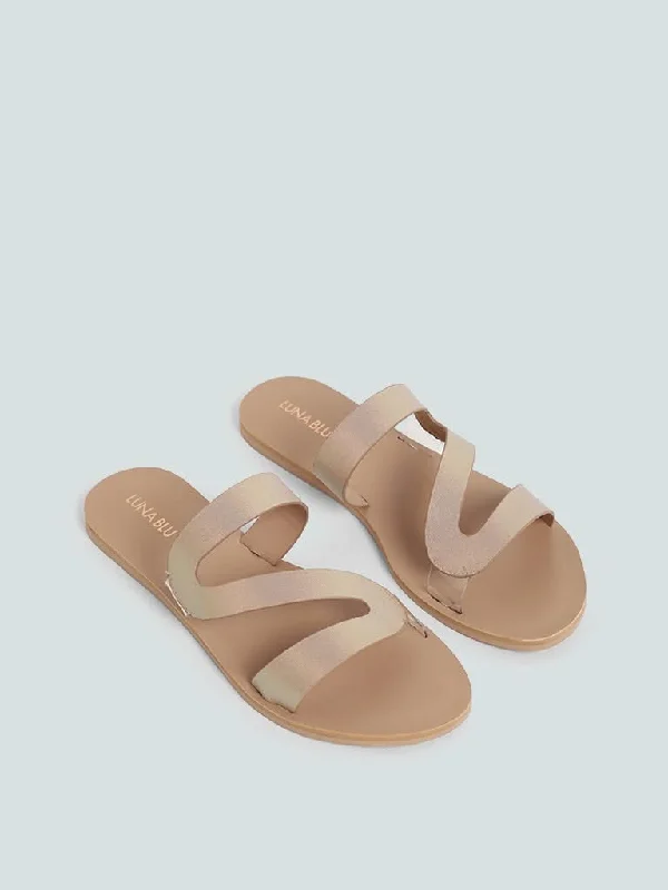 LUNA BLU Beige Z Patterned Slides