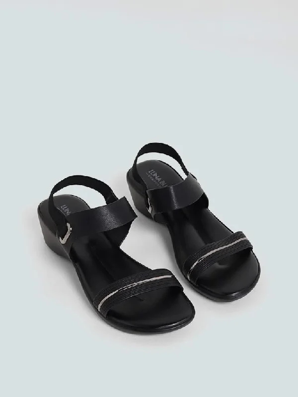 LUNA BLU Black Slingback Sandals