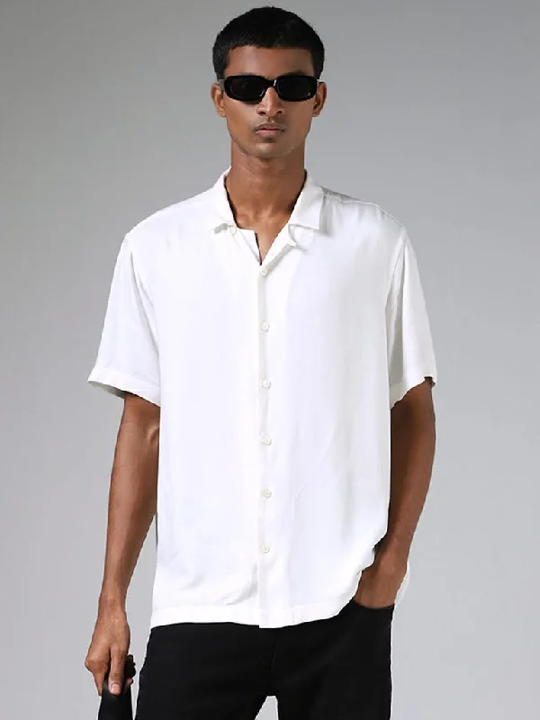 Leather Look Women Shorts for an Edgy and Chic StyleNuon Solid White Casual Shirt