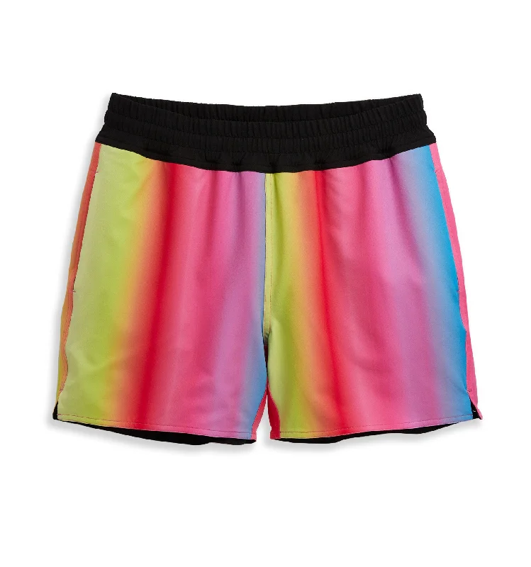 Tie - Waist Women Shorts for a Customizable FitSwim 5" Reversible Board Short - Melting Rainbow