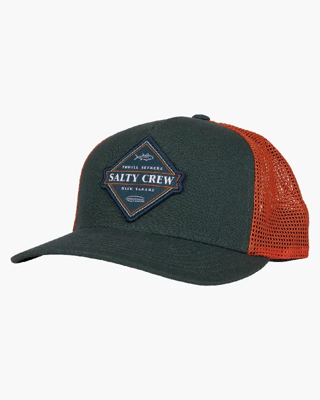 Twin Tails Retro Trucker - Spruce/Orange