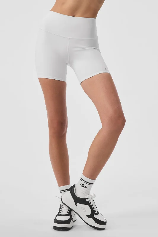 Bermuda Women Shorts for a Classic and Sophisticated Look5" Airbrush High-Waist Biker Short - White Bermuda Women Shorts for a Classic and Sophisticated Look5" Airbrush High-Waist Biker Short - White